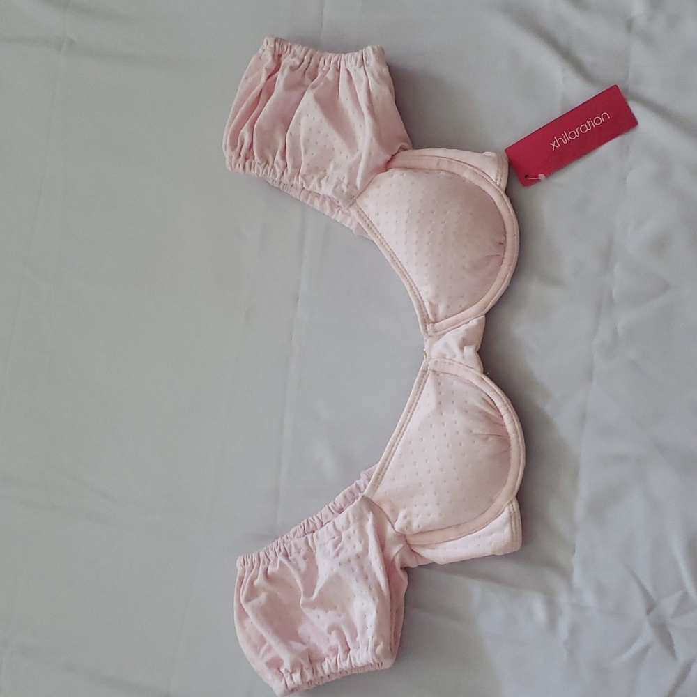Xhilaration Light Pink w/ Sleeves Bikini Top Woman Size XS 00